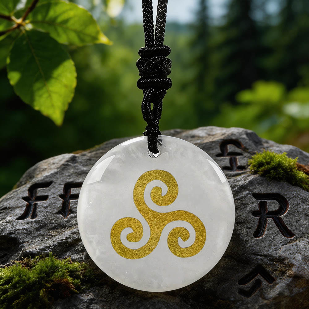 Triskelion Spiral Knot Crystal Necklace