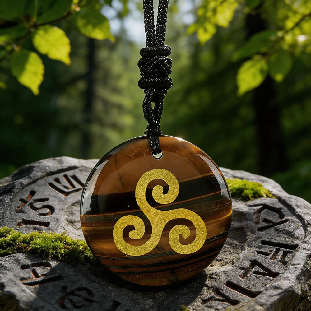 Triskelion Spiral Knot Crystal Necklace