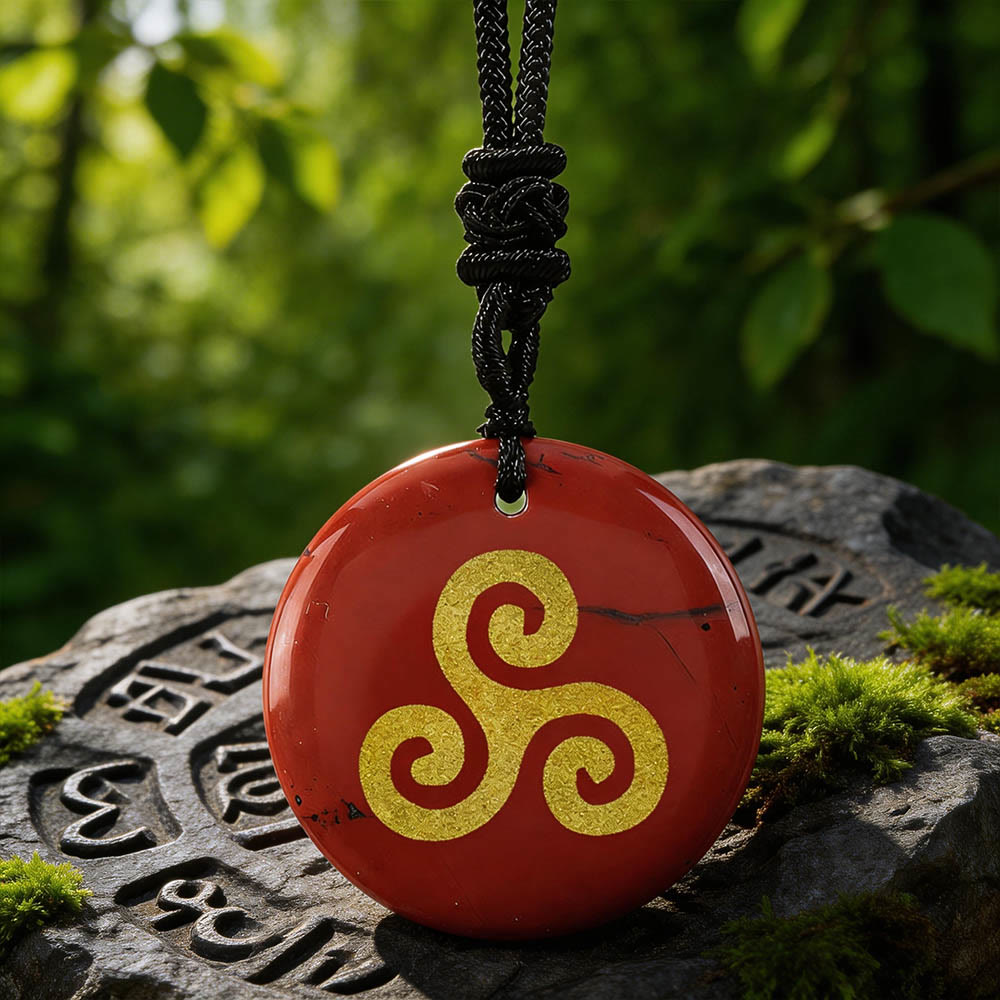 Triskelion Spiral Knot Crystal Necklace