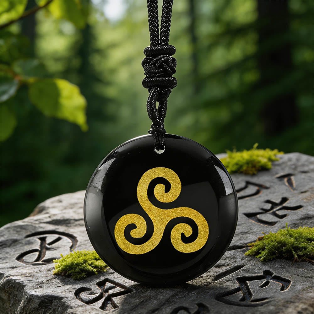 Triskelion Spiral Knot Crystal Necklace
