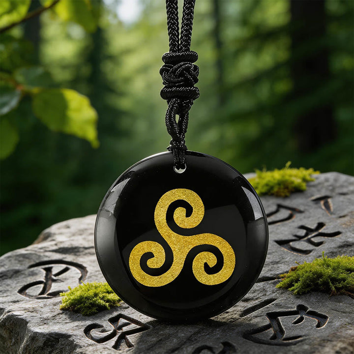 Triskelion Spiral Knot Crystal Necklace