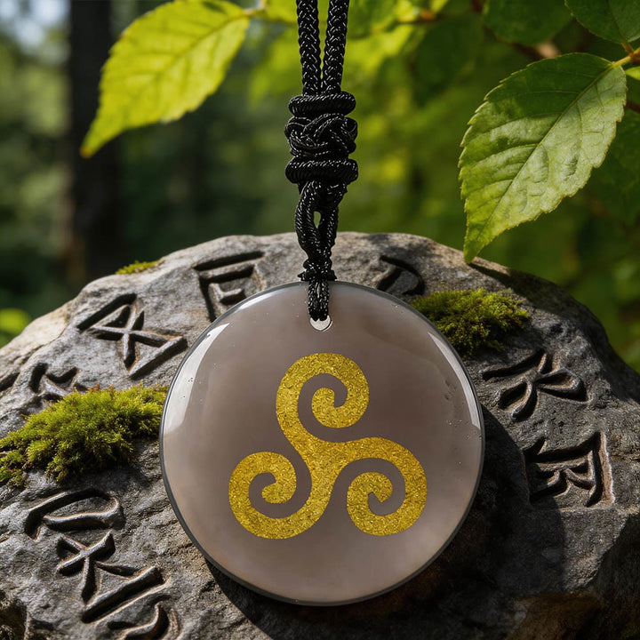 Triskelion Spiral Knot Crystal Necklace