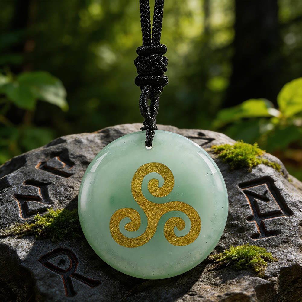 Triskelion Spiral Knot Crystal Necklace