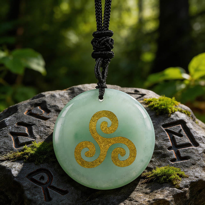 Triskelion Spiral Knot Crystal Necklace