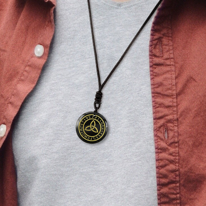 Triquetra Rune Circle Crystal Necklace