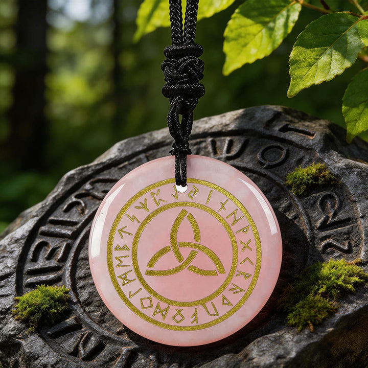Triquetra Rune Circle Crystal Necklace