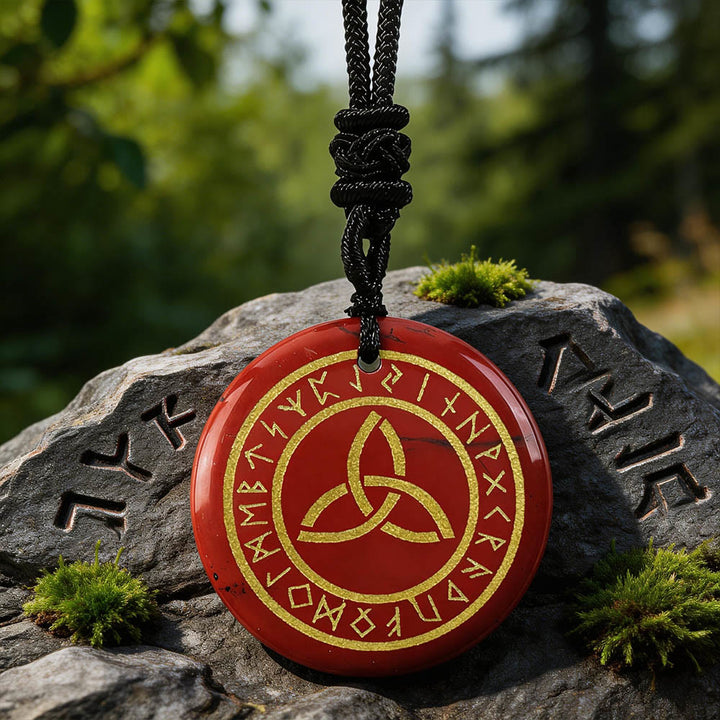 Triquetra Rune Circle Crystal Necklace