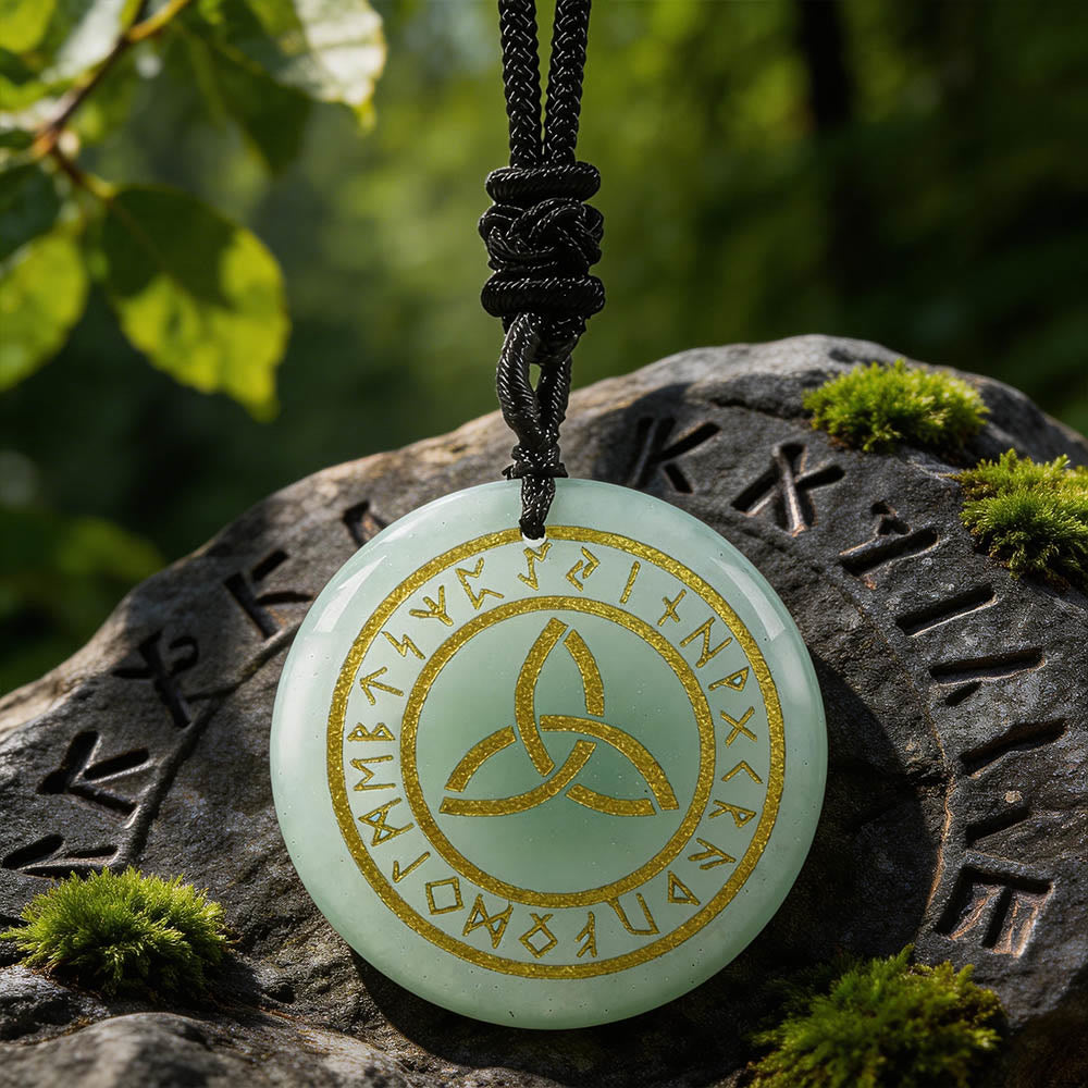 Triquetra Rune Circle Crystal Necklace