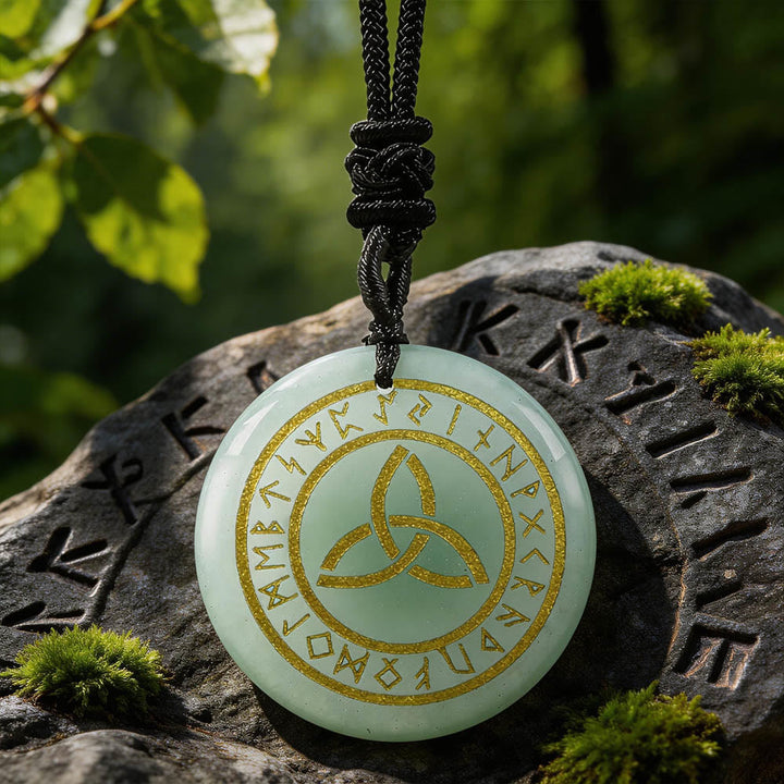 Triquetra Rune Circle Crystal Necklace