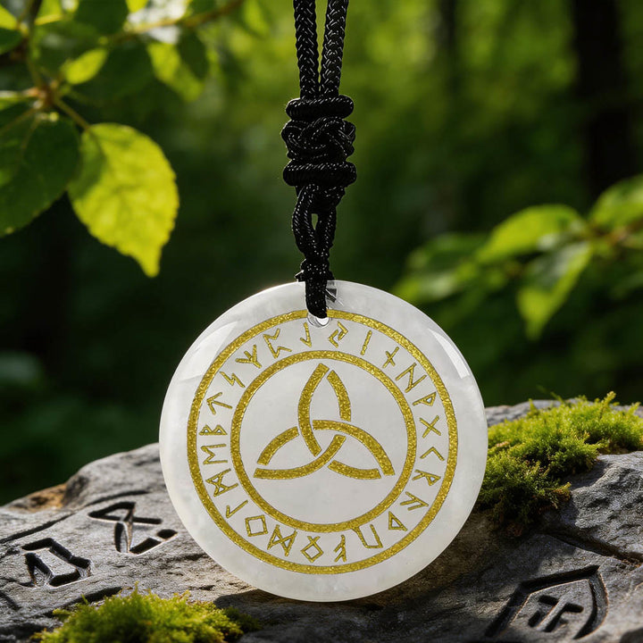 Triquetra Rune Circle Crystal Necklace