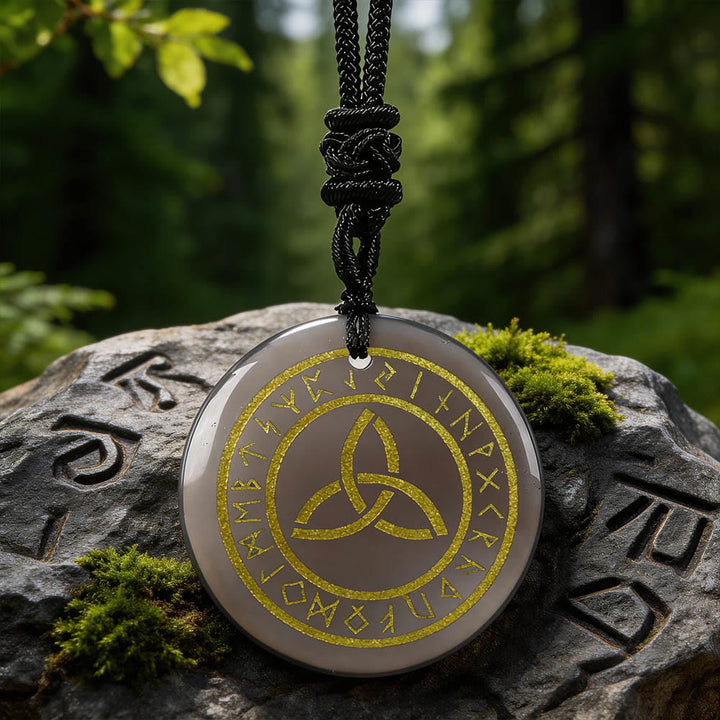 Triquetra Rune Circle Crystal Necklace