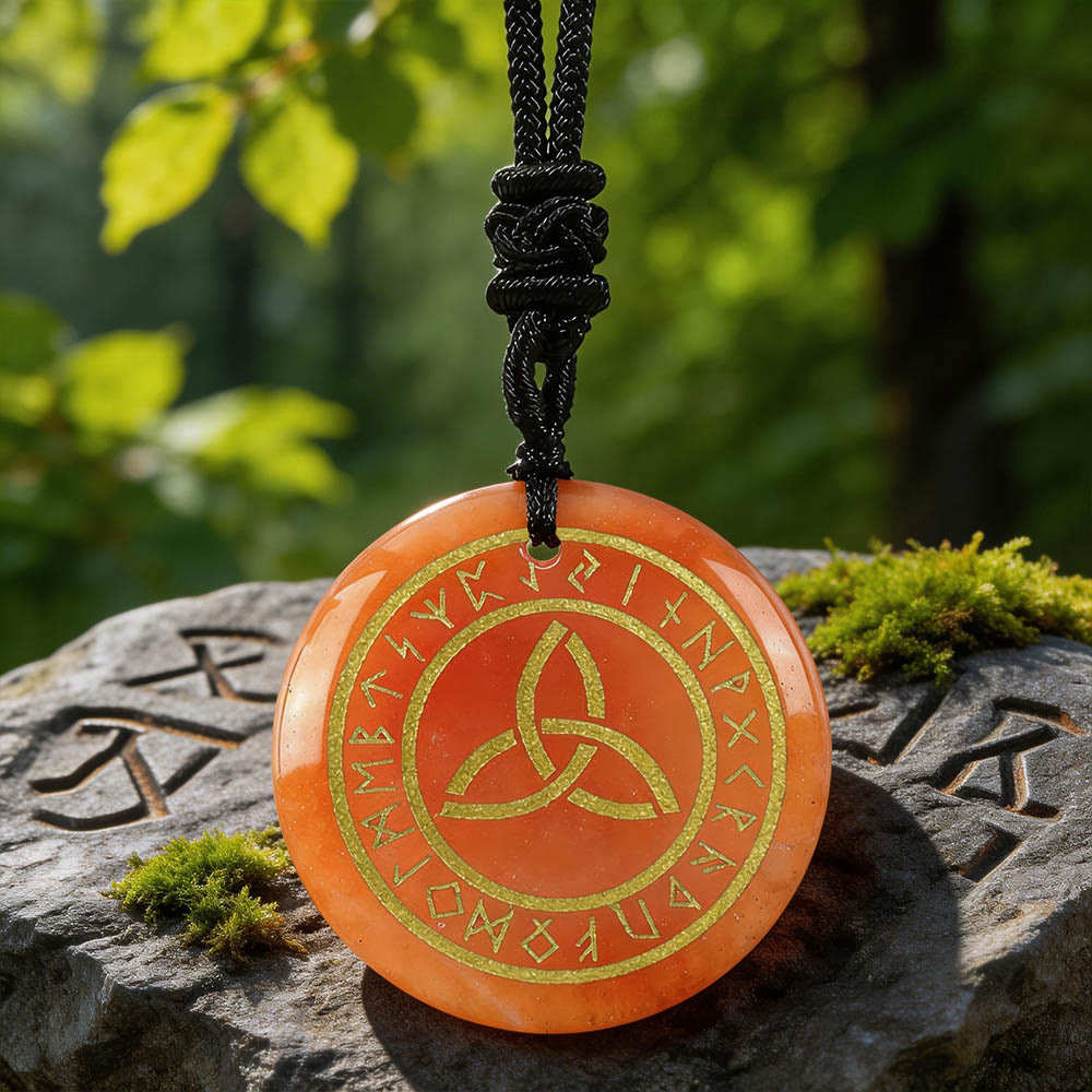 Triquetra Rune Circle Crystal Necklace