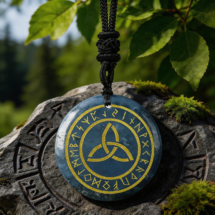 Triquetra Rune Circle Crystal Necklace