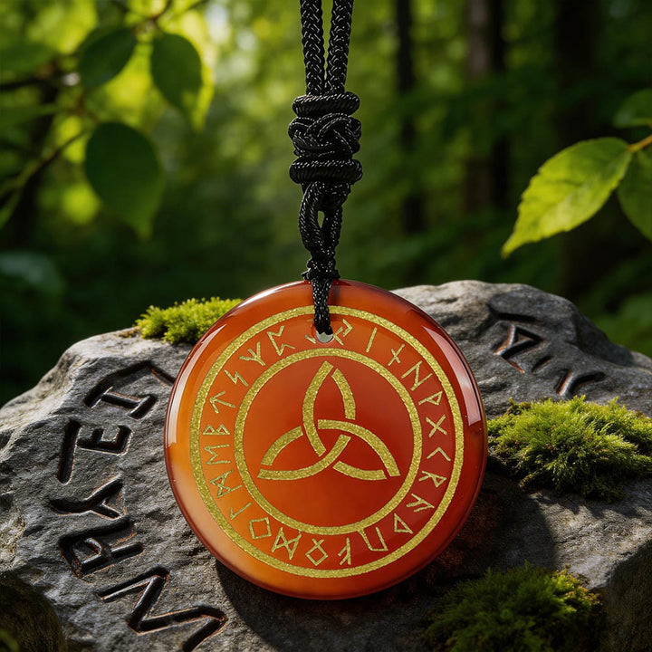 Triquetra Rune Circle Crystal Necklace