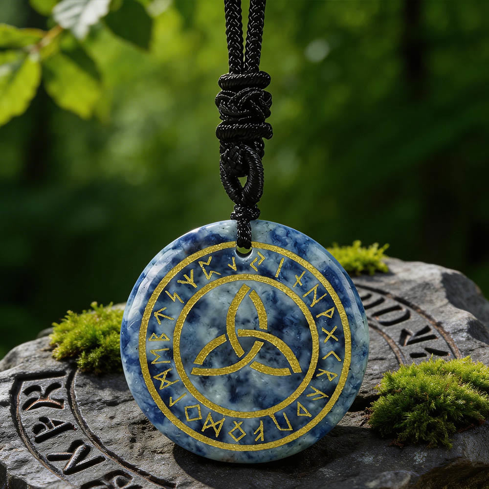 Triquetra Rune Circle Crystal Necklace