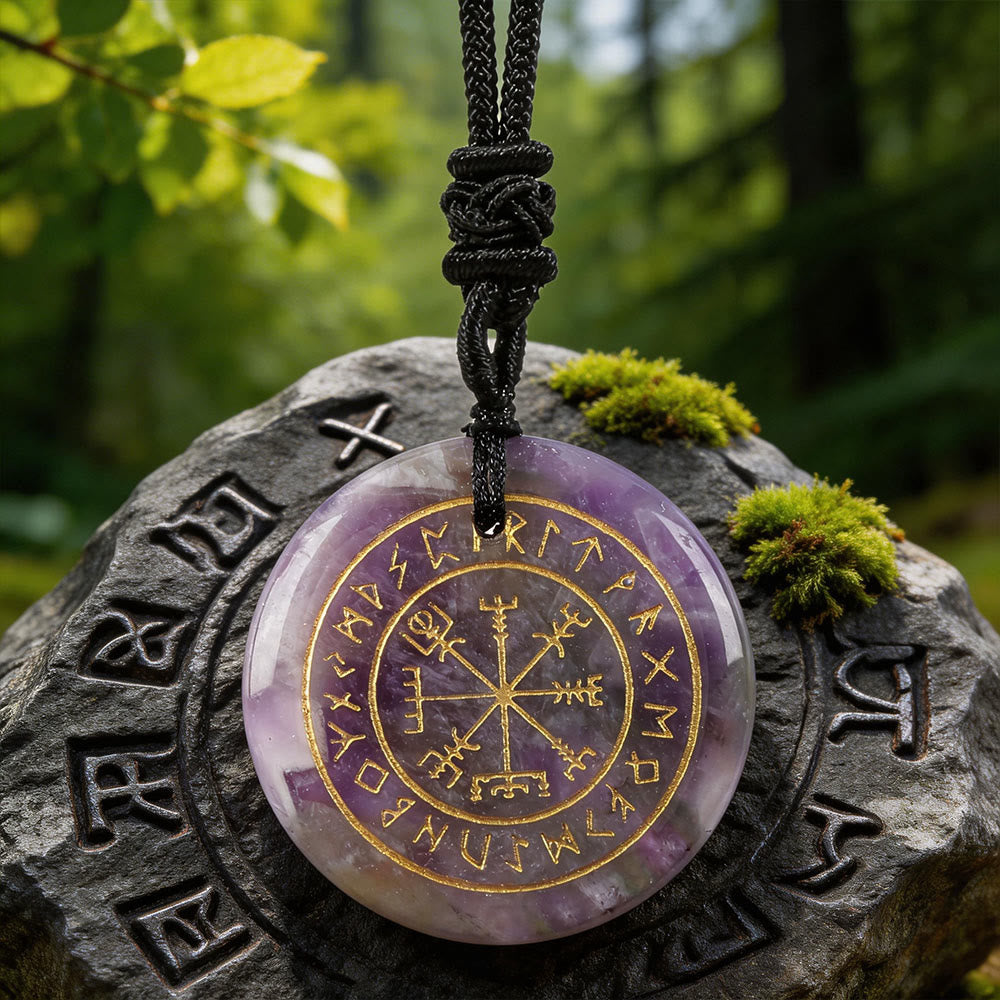 Vegvisir Rune Guidance Crystal Necklace