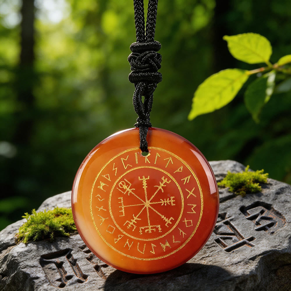 Vegvisir Rune Guidance Crystal Necklace