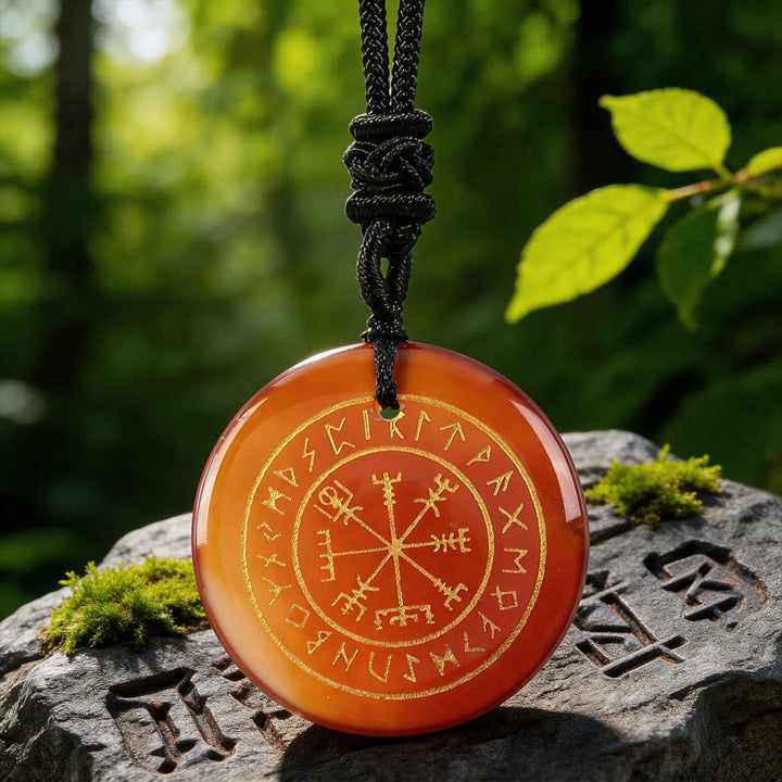 Vegvisir Rune Guidance Crystal Necklace