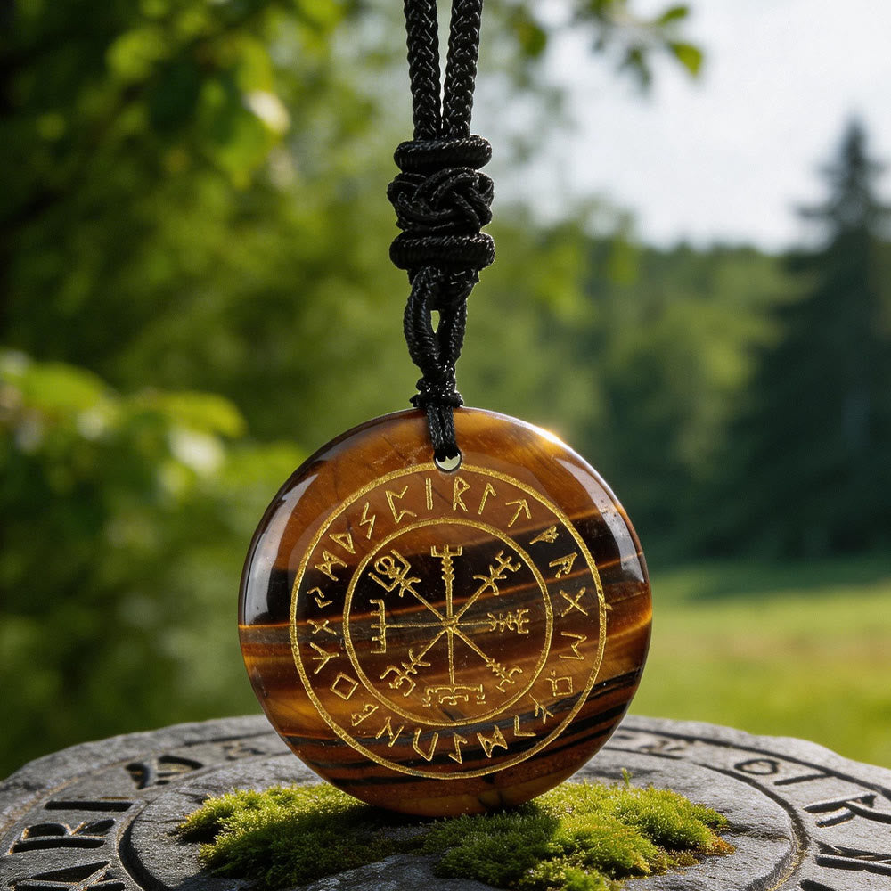 Vegvisir Rune Guidance Crystal Necklace