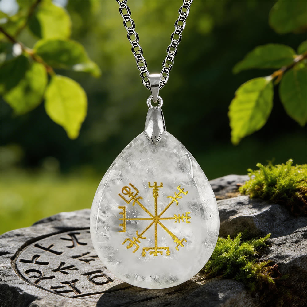 Viking Vegvisir Journey Warding Crystal Necklace