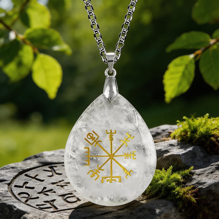 Viking Vegvisir Journey Warding Crystal Necklace