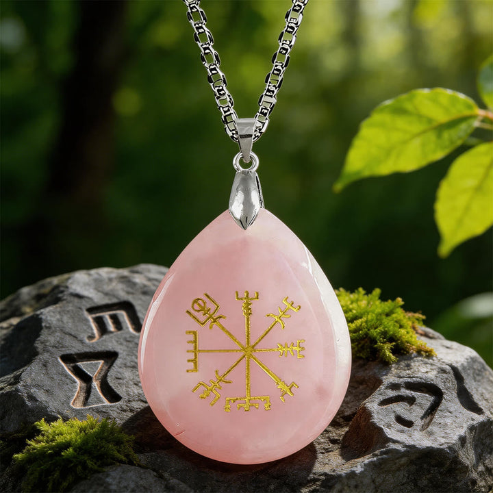 Viking Vegvisir Journey Warding Crystal Necklace