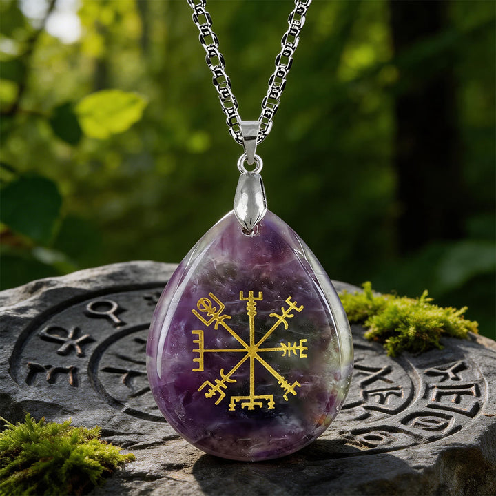 Viking Vegvisir Journey Warding Crystal Necklace