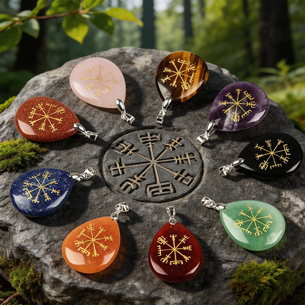 Viking Vegvisir Journey Warding Crystal Necklace