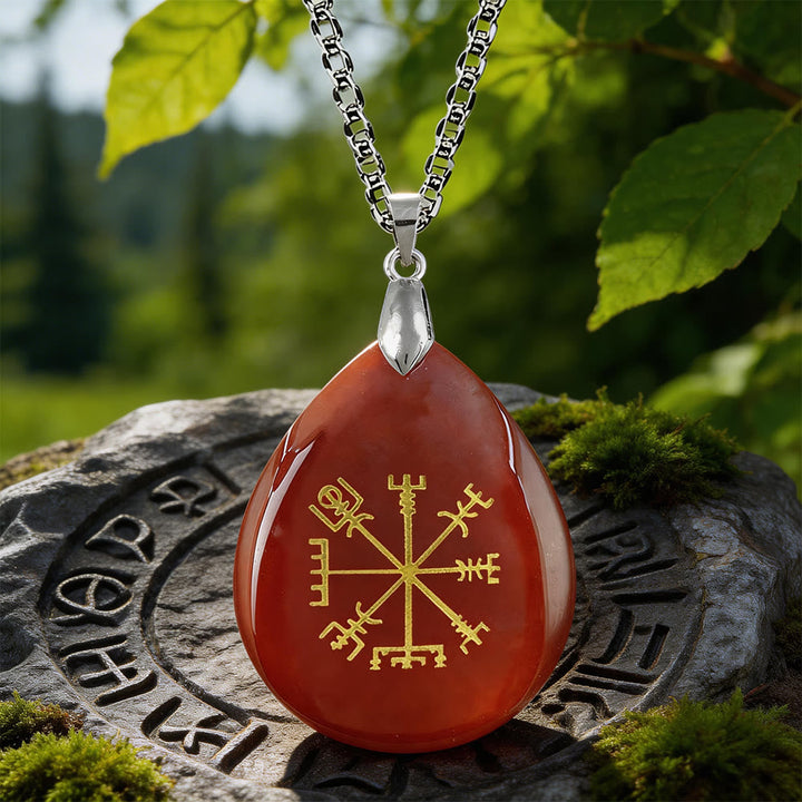 Viking Vegvisir Journey Warding Crystal Necklace