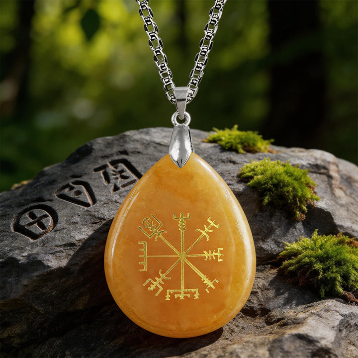 Viking Vegvisir Journey Warding Crystal Necklace