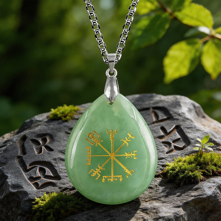 Viking Vegvisir Journey Warding Crystal Necklace