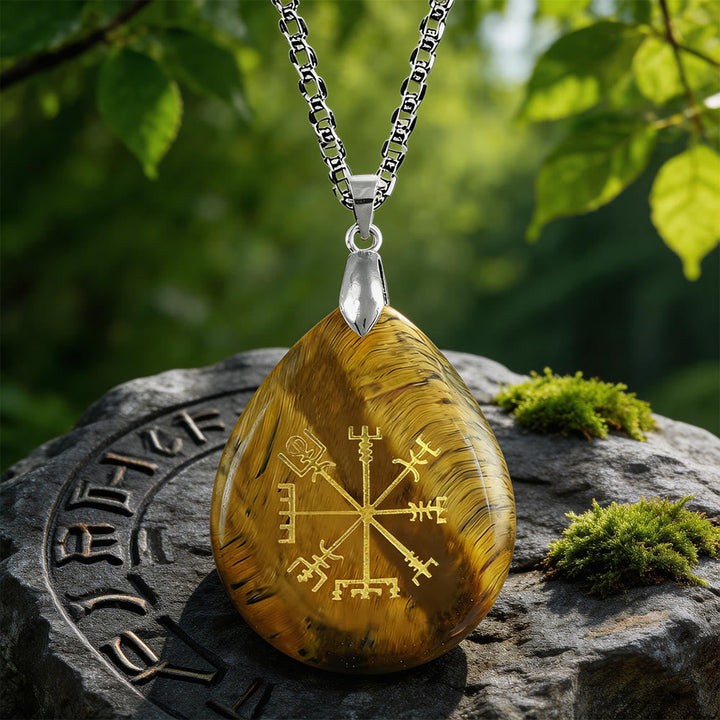 Viking Vegvisir Journey Warding Crystal Necklace