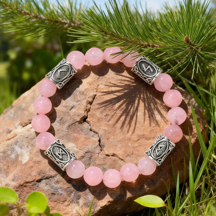 Viking Rune Talisman Protection Crystal Beaded Bracelet