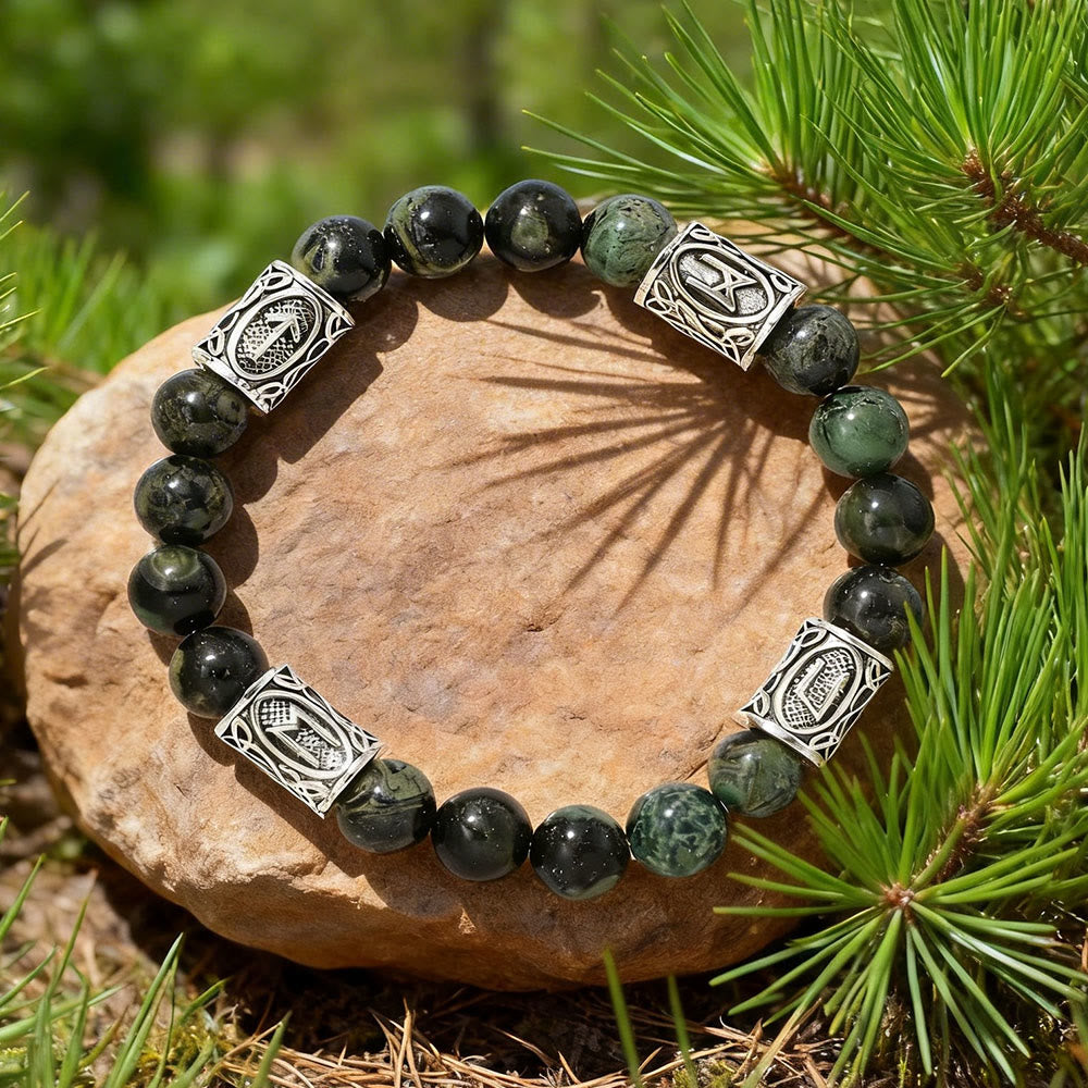 Viking Rune Talisman Protection Crystal Beaded Bracelet