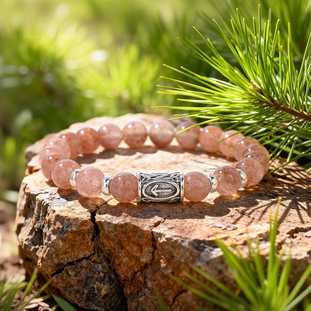 Viking Runes Courage Blessing Crystal Beaded Bracelet