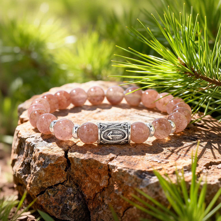 Viking Runes Courage Blessing Crystal Beaded Bracelet