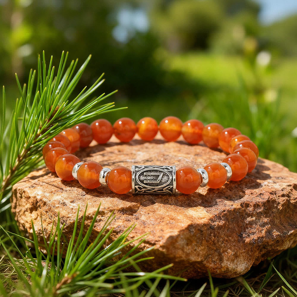 Viking Runes Courage Blessing Crystal Beaded Bracelet