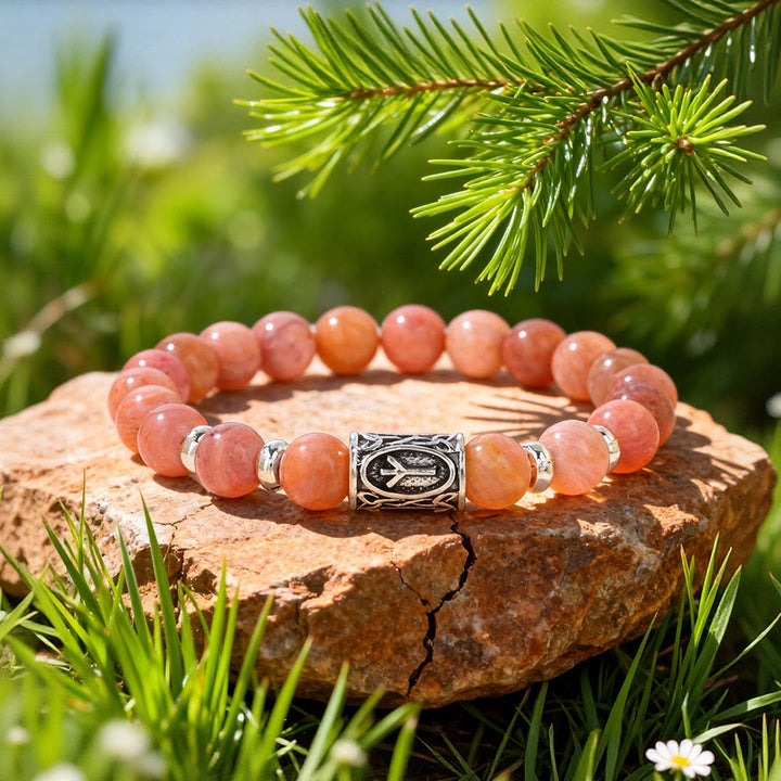 Viking Runes Courage Blessing Crystal Beaded Bracelet
