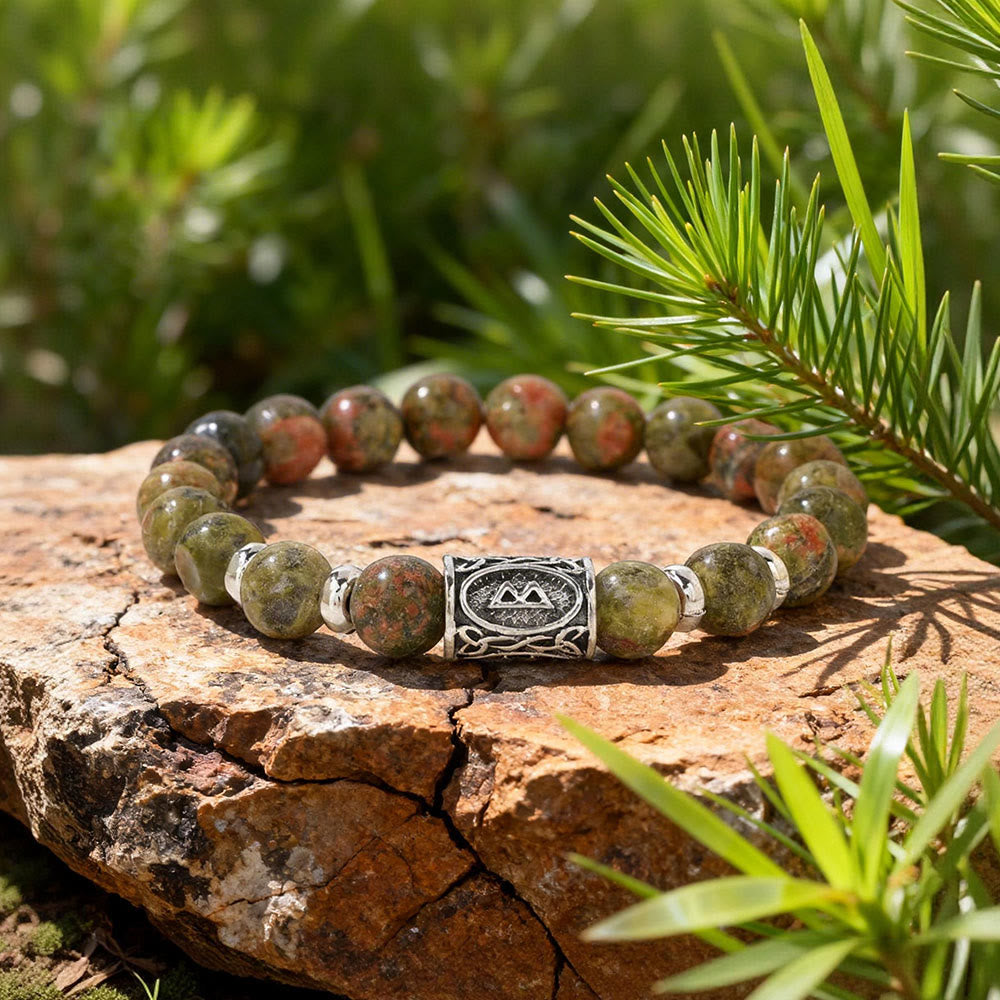 Viking Runes Courage Blessing Crystal Beaded Bracelet