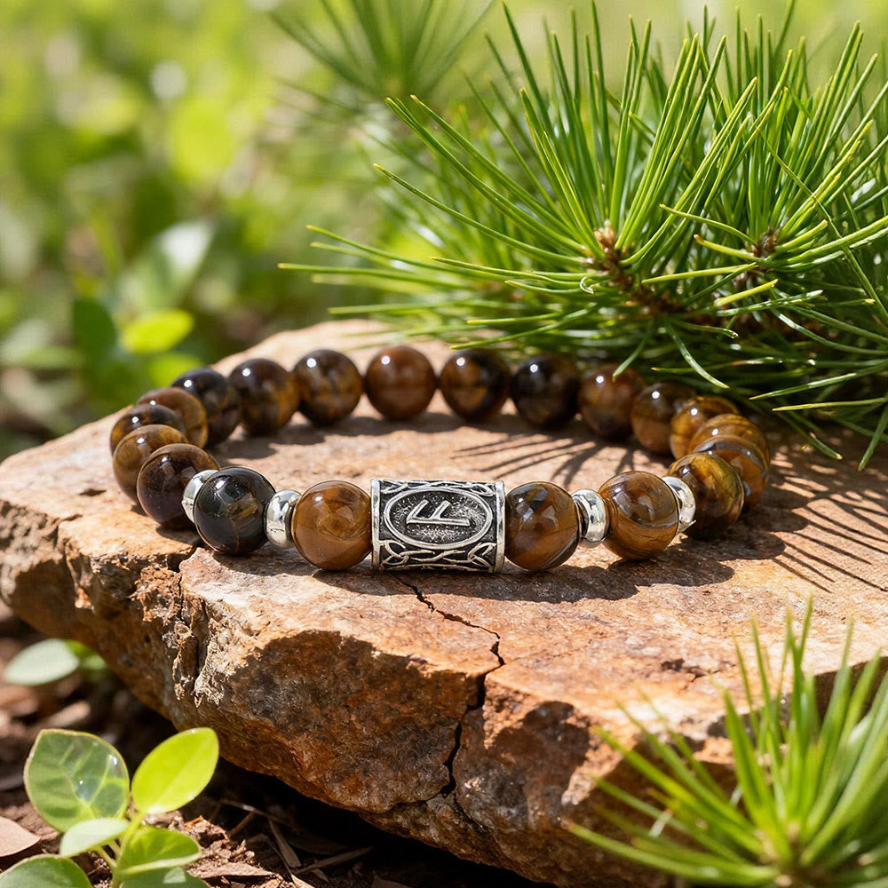 Viking Runes Courage Blessing Crystal Beaded Bracelet