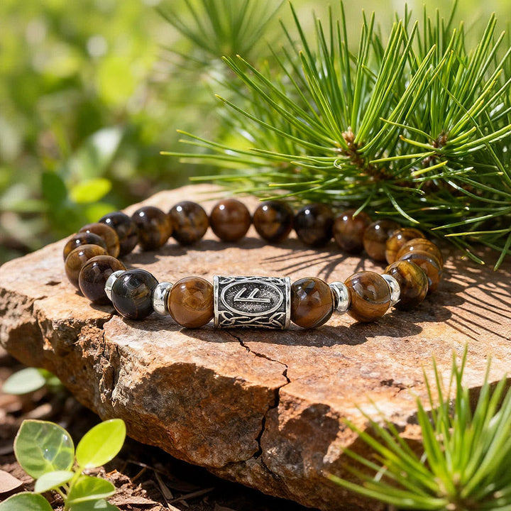 Viking Runes Courage Blessing Crystal Beaded Bracelet