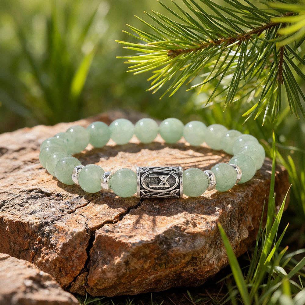 Viking Runes Courage Blessing Crystal Beaded Bracelet