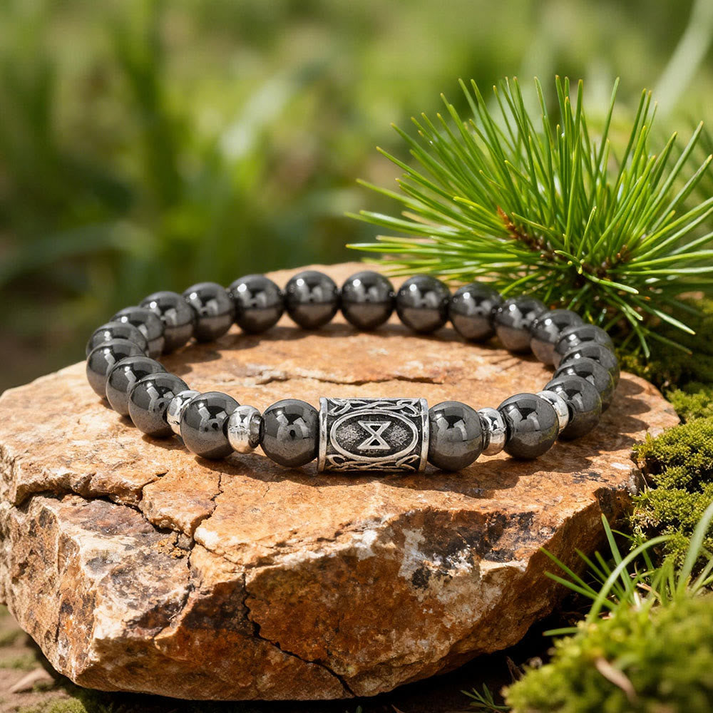 Viking Runes Courage Blessing Crystal Beaded Bracelet