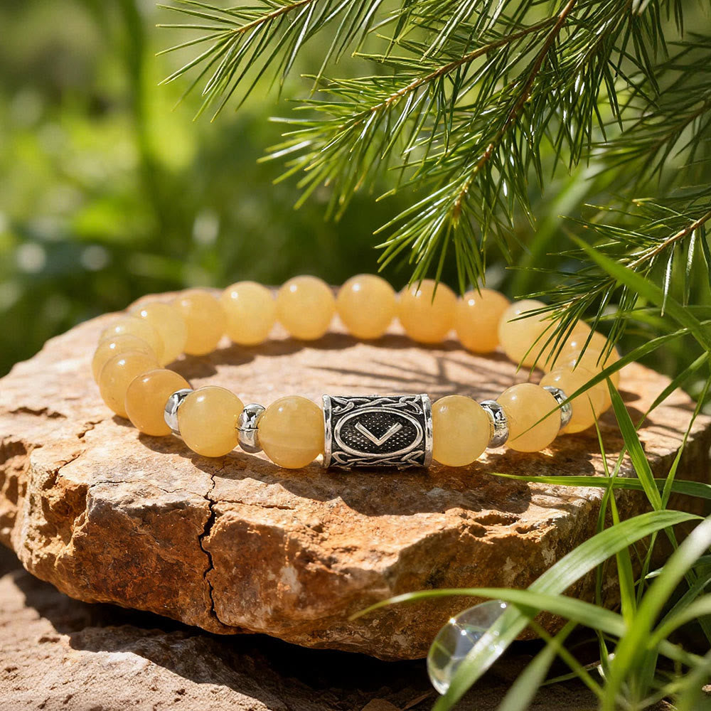 Viking Runes Courage Blessing Crystal Beaded Bracelet
