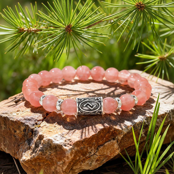 Viking Runes Courage Blessing Crystal Beaded Bracelet
