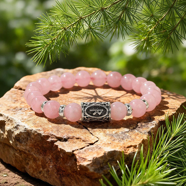 Viking Runes Courage Blessing Crystal Beaded Bracelet