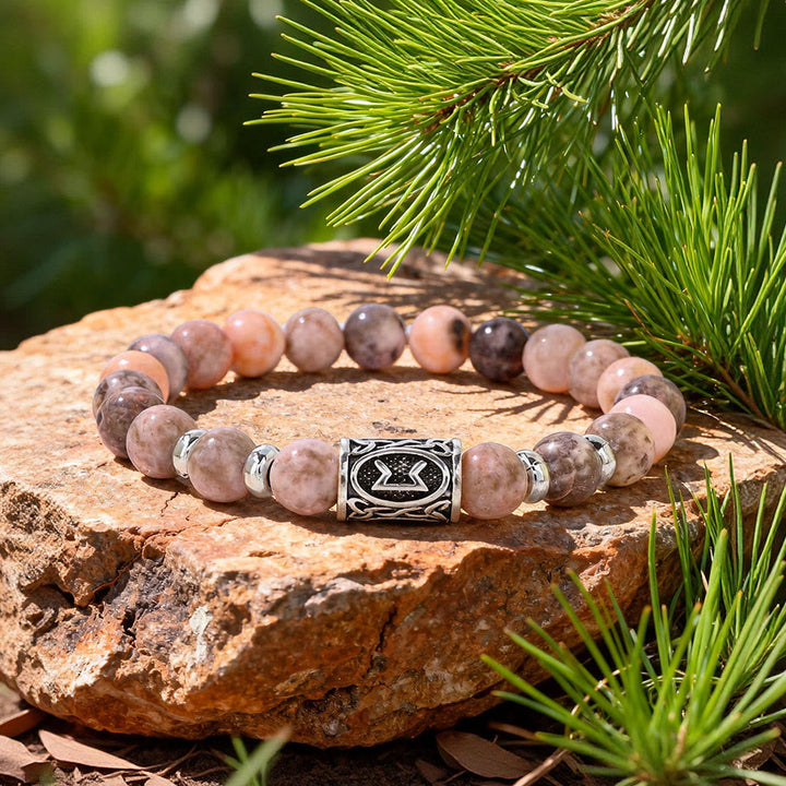 Viking Runes Courage Blessing Crystal Beaded Bracelet
