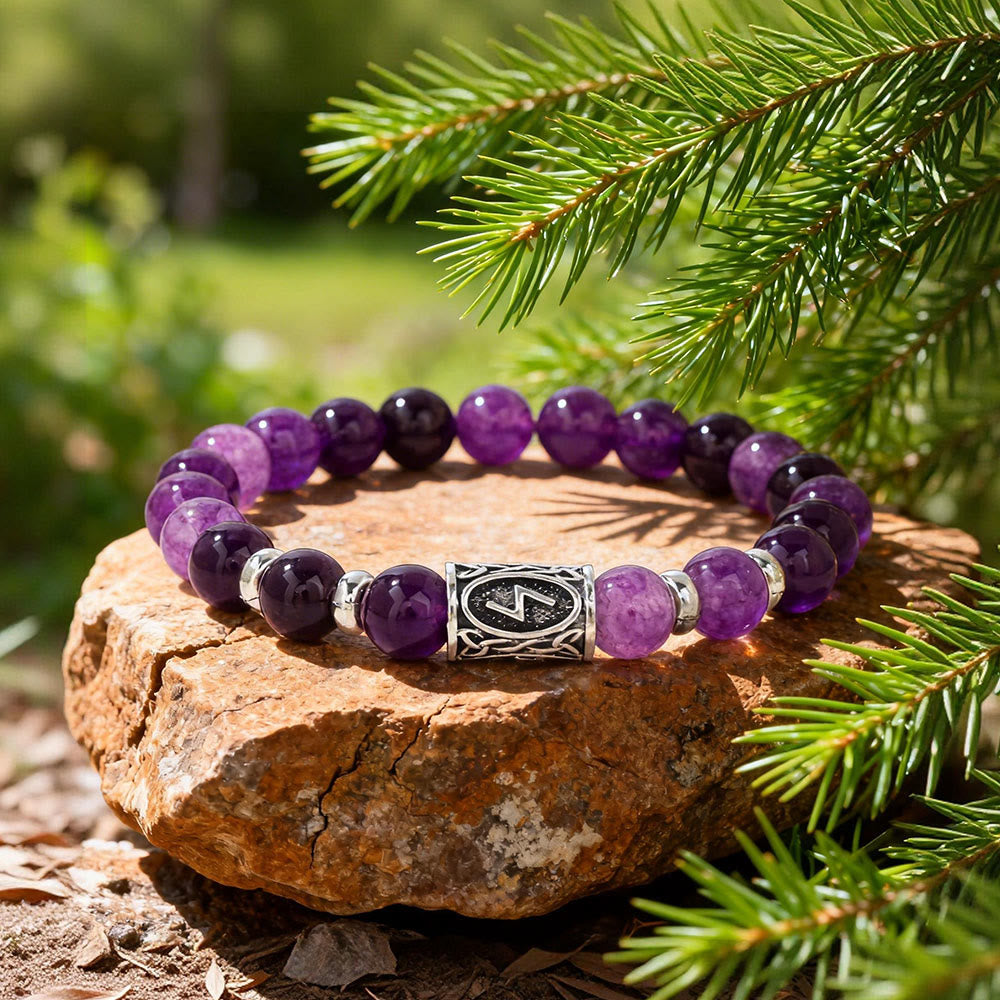 Viking Runes Courage Blessing Crystal Beaded Bracelet