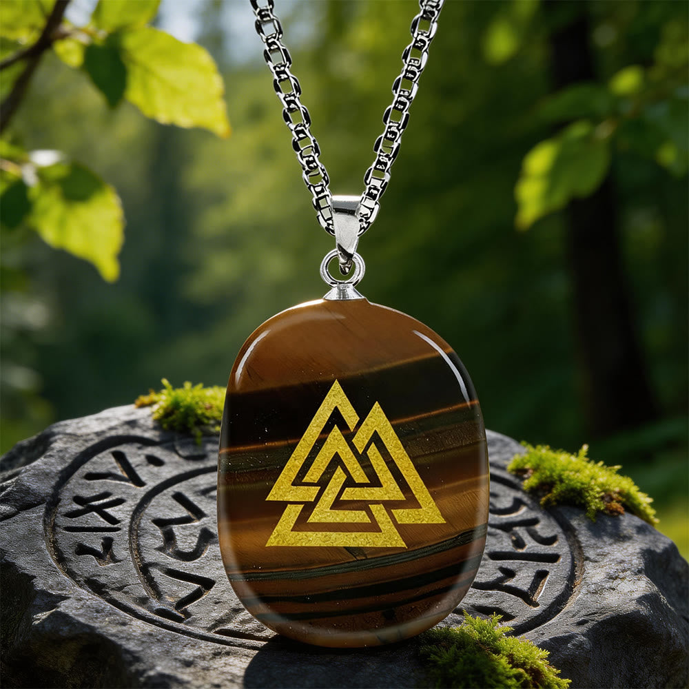 Valknut Strength Sigil Crystal Necklace