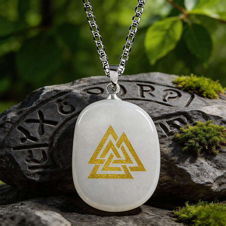 Valknut Strength Sigil Crystal Necklace